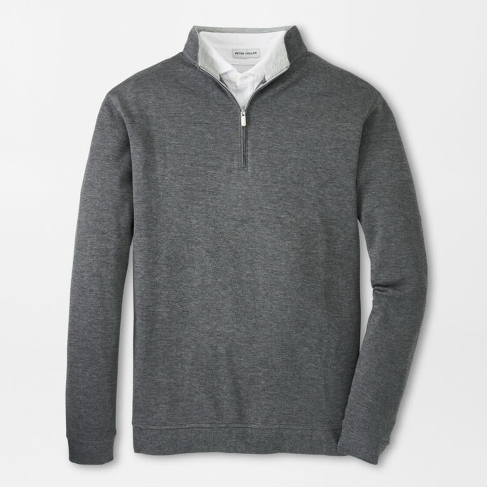 Peter Millar Iron Gray Crown Comfort Quarter-Zip ME0K49 Pullover Piqué Cotton